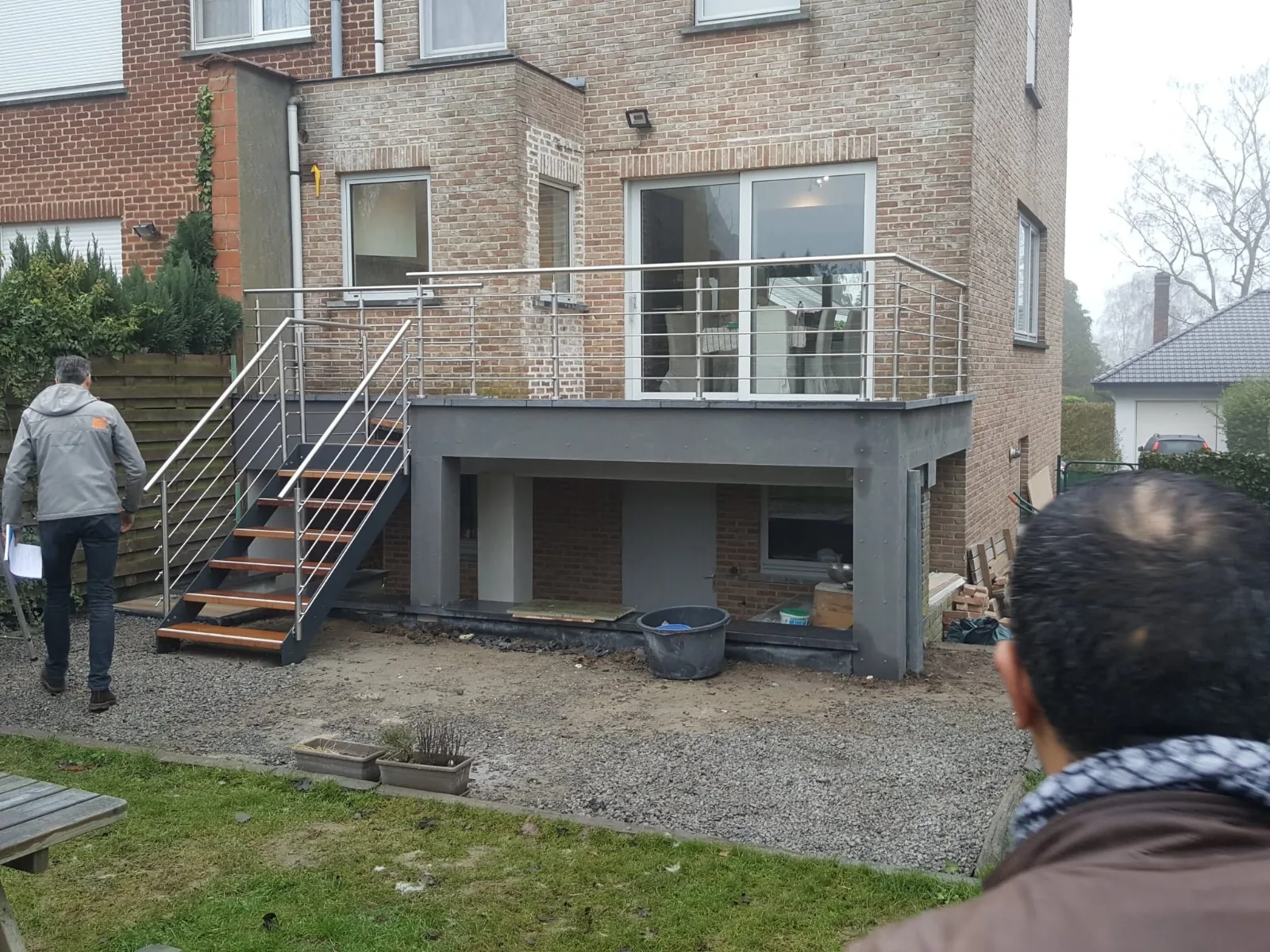 Garde-corps terrasse acier laqué avec lisses horizontales, garde-corps extérieur