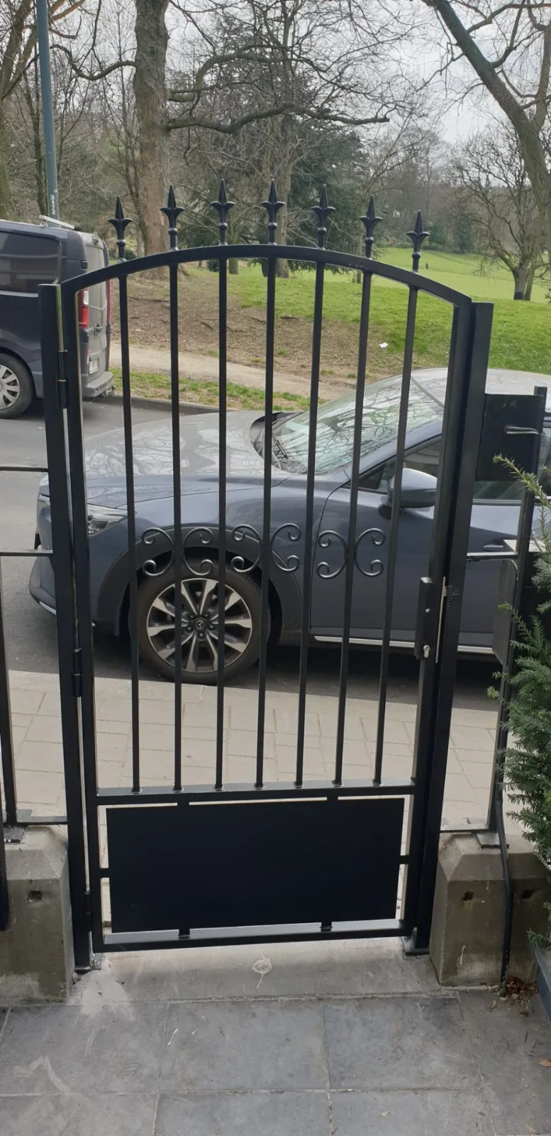 Portail acier noir sur mesure, portail résidentiel Lazaro Steel